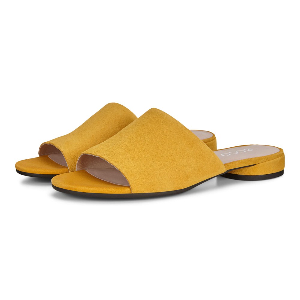 ECCO Womens Slides Yellow - Flat Sandals Ii - EUC-573140